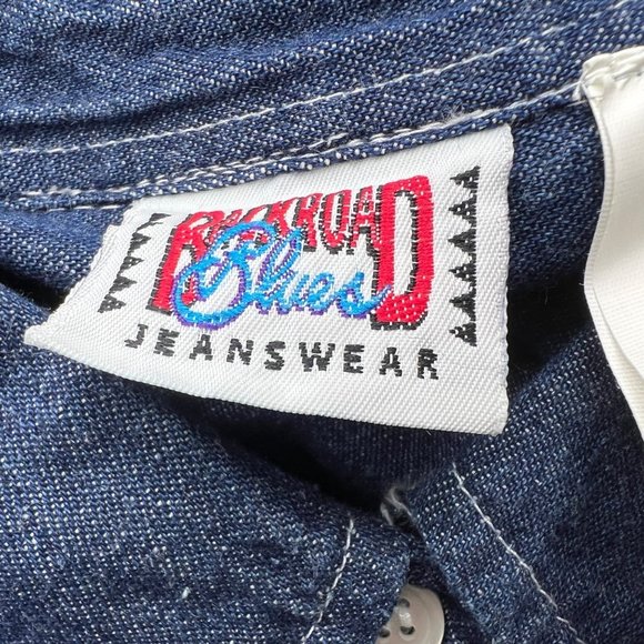 VINTAGE Backroad Blues Shirt Blue Jean Christmas Festive HO HO Santa Button Down - Picture 7 of 9